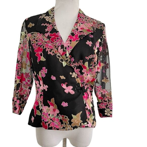 Alex Evenings Size Small Top Blouse Party Wedding Fancy Classy Floral - Picture 1 of 7